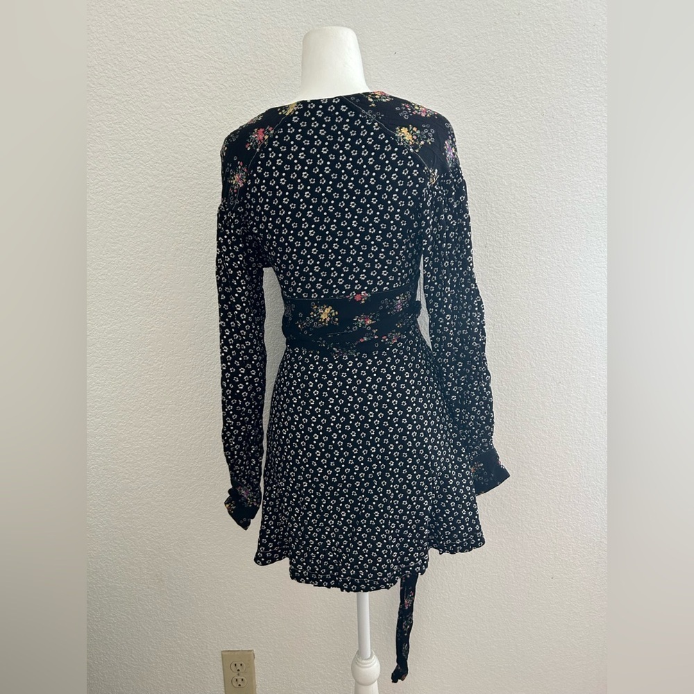 Free People Black Floral Long Sleeve Dress size XS - Picture 7 of 11